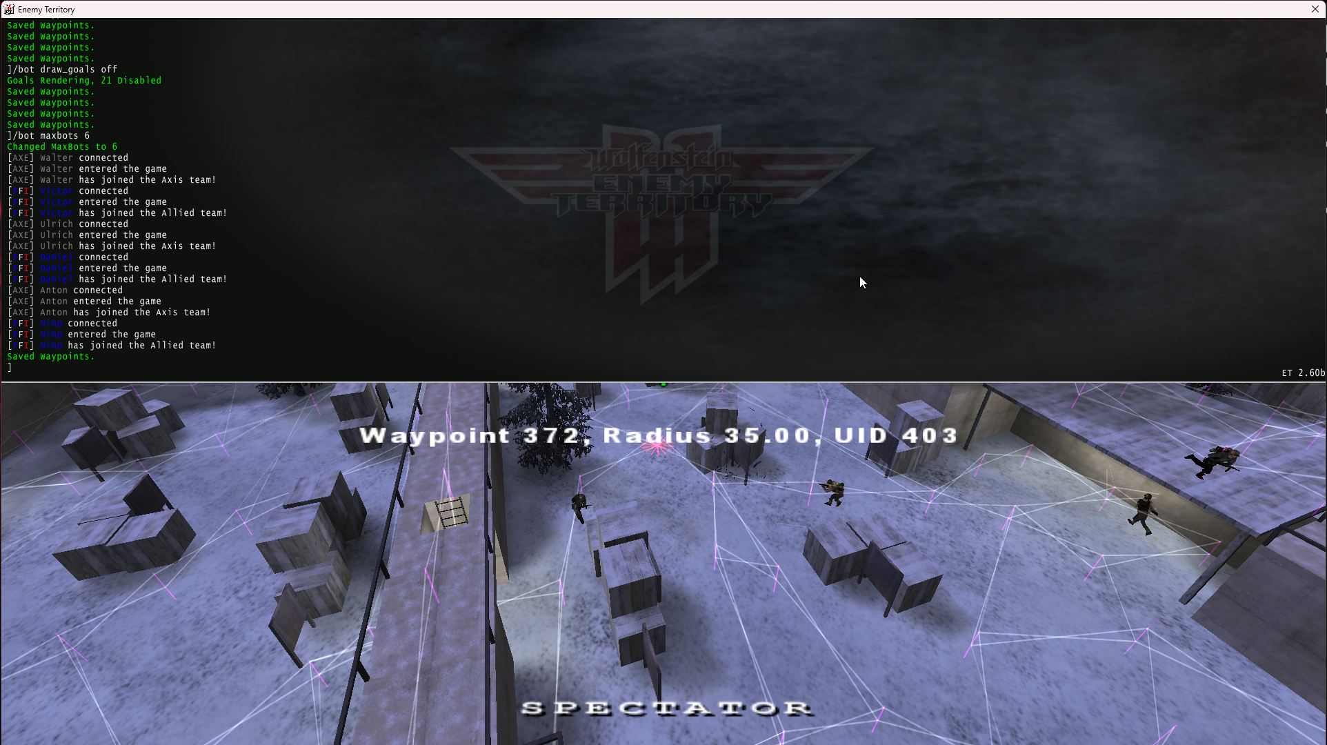 Bots en action sur la map