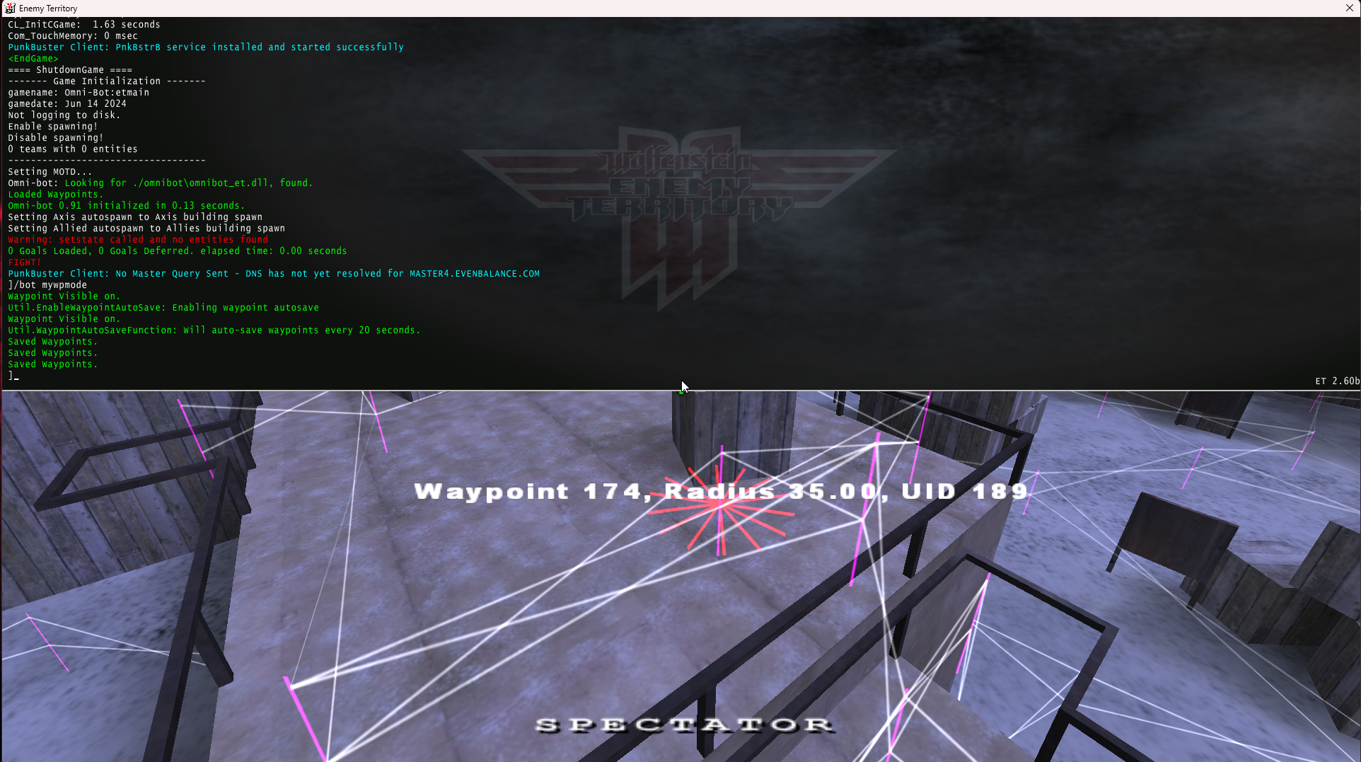 Mode waypoint activé avec /bot mywpmode