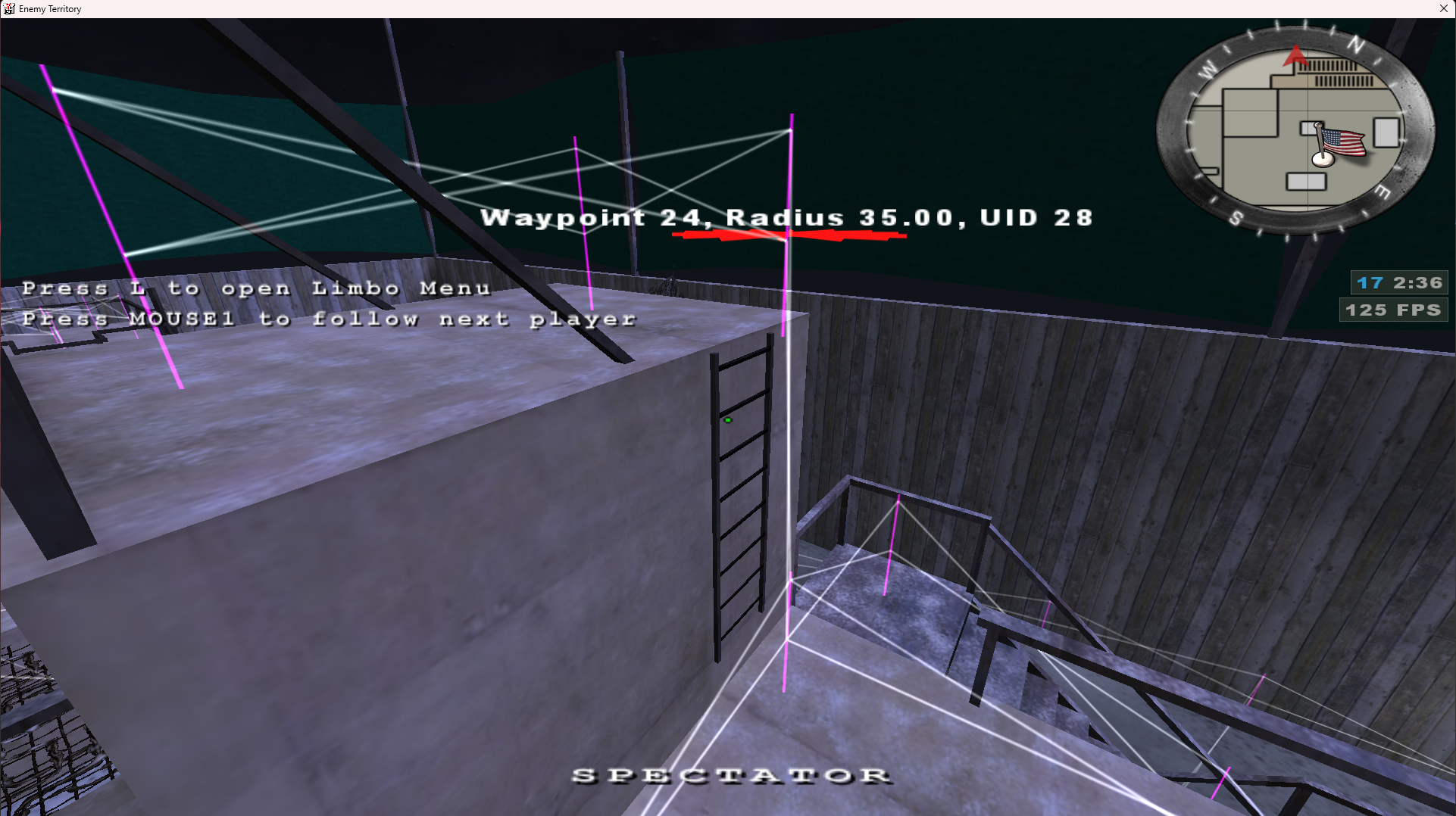 Waypoints LADDER sur une échelle