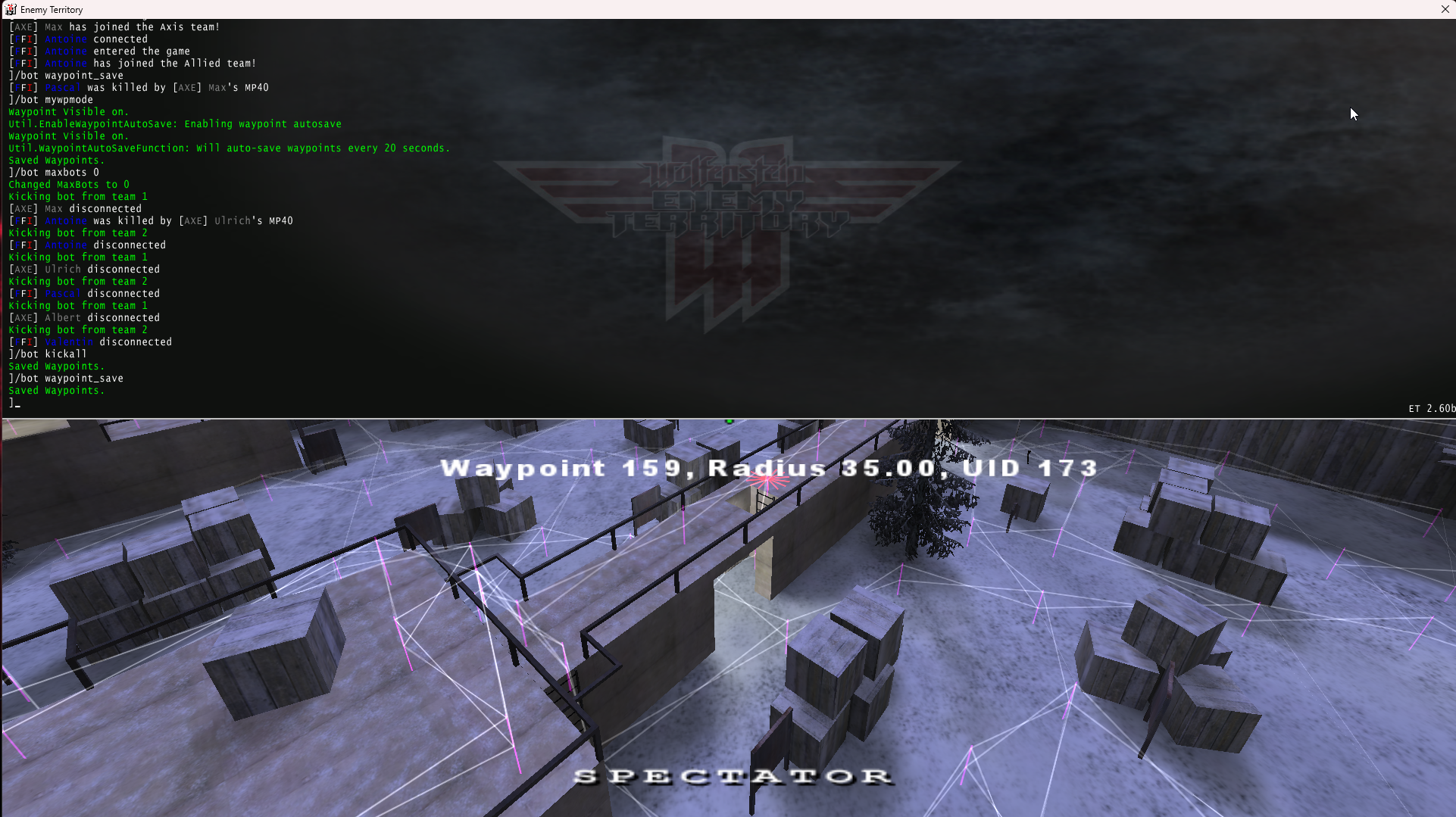 Message de confirmation de sauvegarde waypoints